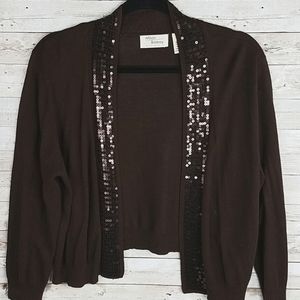 Allison Brittney Brown Sequin Women's Sweater